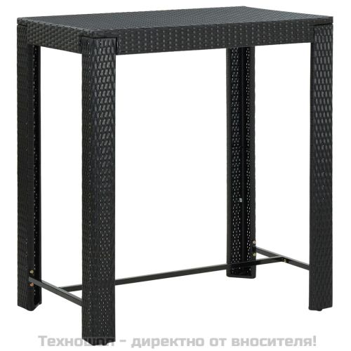 Градински бар комплект 5 части черен полиратан и акация масив