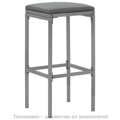 Градински бар комплект с възглавници 9 части сив полиратан