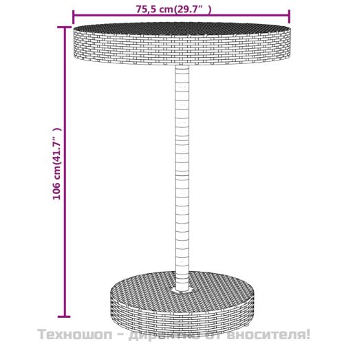 Градински бар комплект 5 части сив полиратан и акация масив