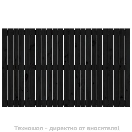Стенна табла за спалня, черна, 147x3x90 см, борово дърво масив