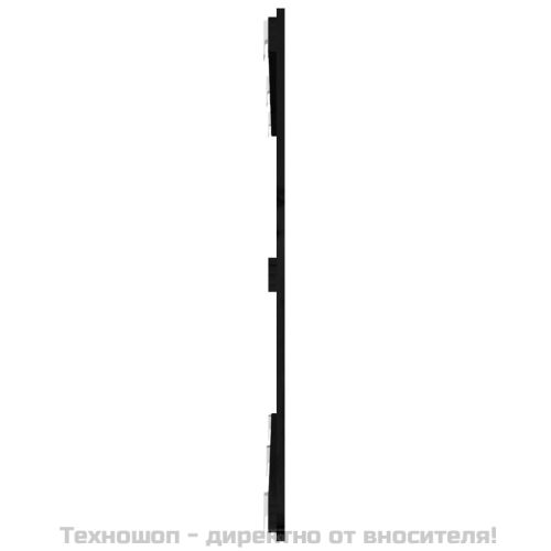 Стенна табла за спалня, черна, 147x3x90 см, борово дърво масив
