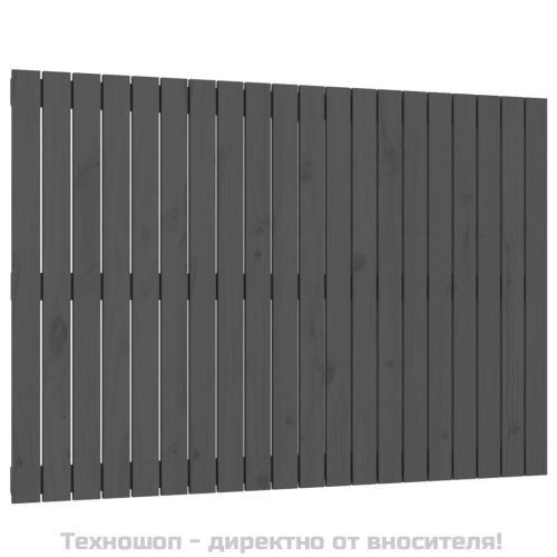Стенна табла за спалня, сива, 127,5x3x90 см, борово дърво масив