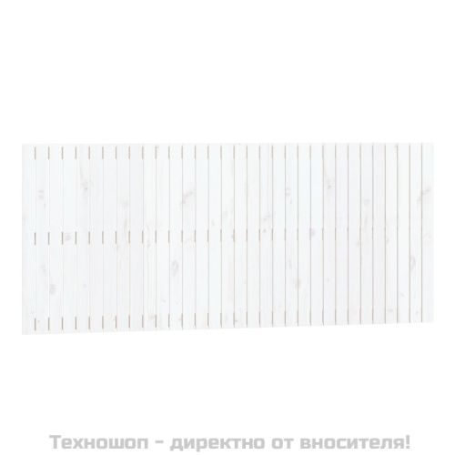 Стенна табла за спалня, бяла, 204x3x90 см, борово дърво масив