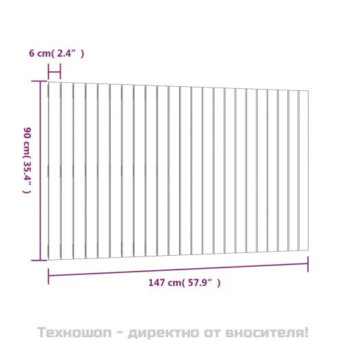 Стенна табла за спалня, 147x3x90 см, борово дърво масив