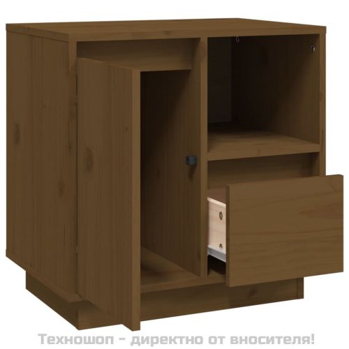 Нощно шкафче, меденокафяво, 50x34x50 см, борово дърво масив