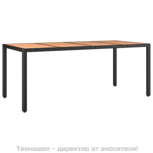 Градински трапезен комплект възглавници 9 части черен полиратан