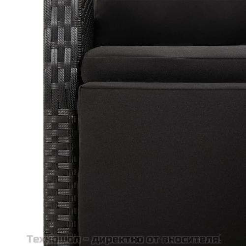 Градински трапезен комплект възглавници 9 части черен полиратан