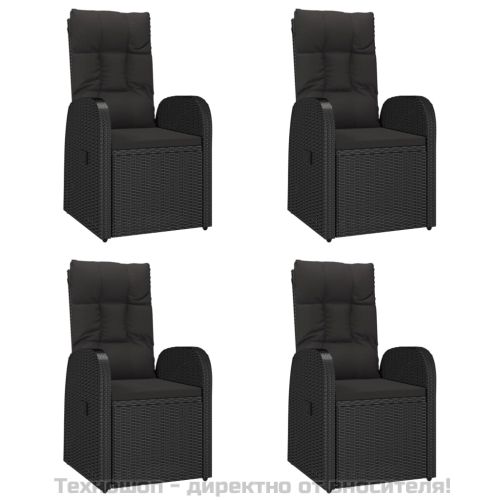 Градински трапезен комплект възглавници 5 части черен полиратан