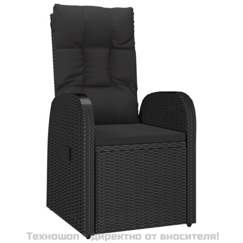 Градински трапезен комплект възглавници 5 части черен полиратан