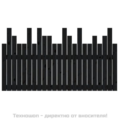 Стенна табла за спалня черна, 146,5x3x80 см, борово дърво масив