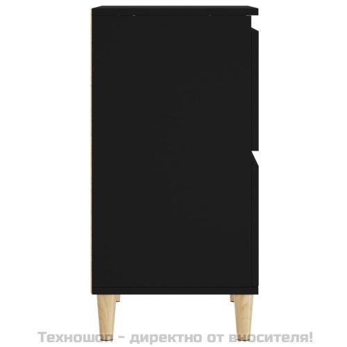 Сайдборд, 2бр, черно, 60x35x70 см, инженерно дърво