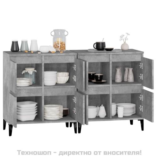 Сайдборд, 2 бр, бетонно сив, 60x35x70 см, инженерно дърво