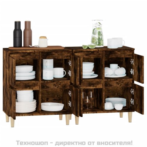 Сайдборд, 2бр, опушен дъб, 60x35x70 см, инженерно дърво