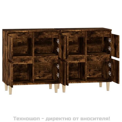 Сайдборд, 2бр, опушен дъб, 60x35x70 см, инженерно дърво