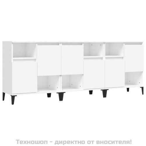 Сайдборд, 3бр, бяло, 60x35x70 см, инженерно дърво