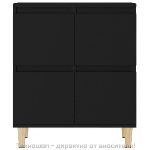 Сайдборд, 3бр, черно, 60x35x70 см, инженерно дърво