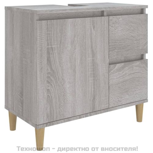 Комплект шкафове за баня от 3 части инженерно дърво Сив сонома