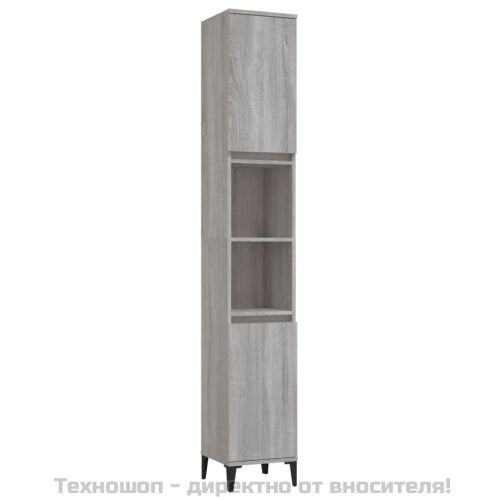 Комплект шкафове за баня от 3 части инженерно дърво Сив сонома