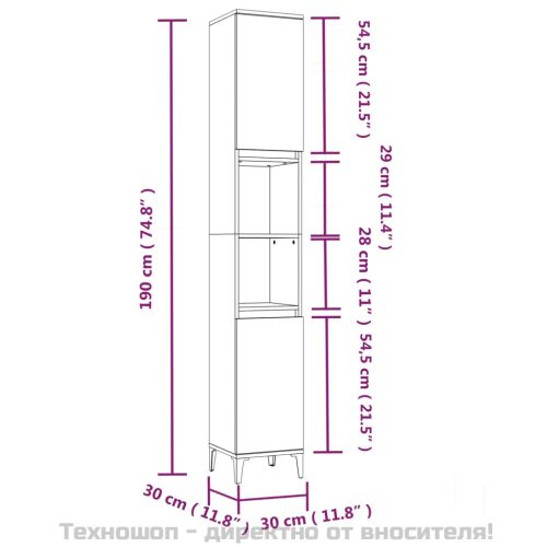 Комплект шкафове за баня от 3 части инженерно дърво Сив сонома