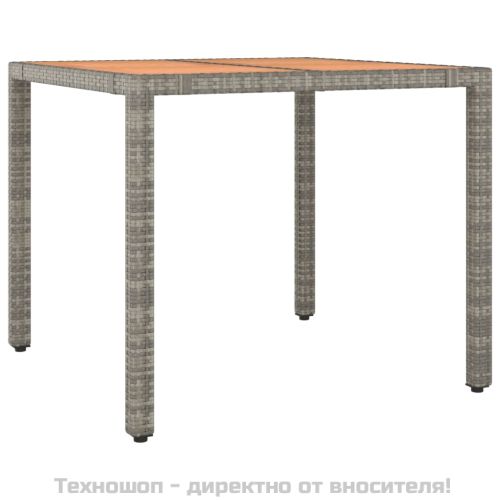 Градински трапезен комплект 5 части с възглавници сив полиратан