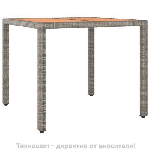 Градински трапезен комплект 3 части с възглавници сив полиратан