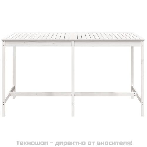 Градинска маса, бяла, 203,5x90x110 см, борово дърво масив