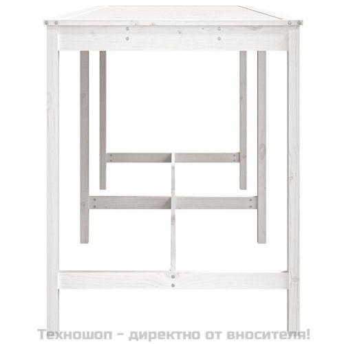 Градинска маса, бяла, 203,5x90x110 см, борово дърво масив