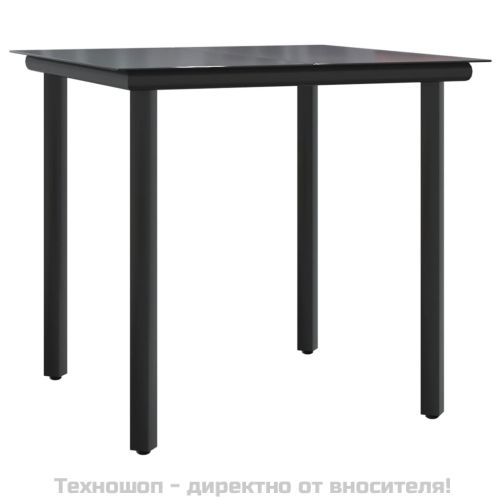 Градински комплект от 3 части с възглавници черни полиратан