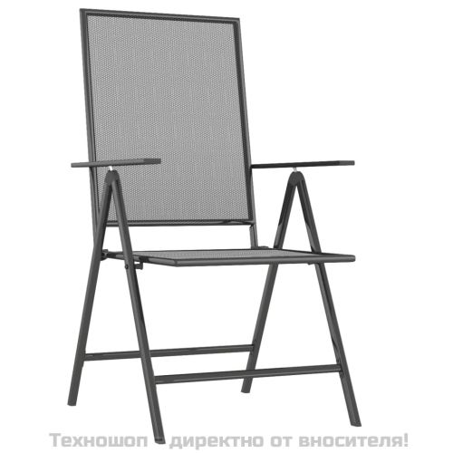 Градински трапезен комплект от 3 части, антрацит, стомана