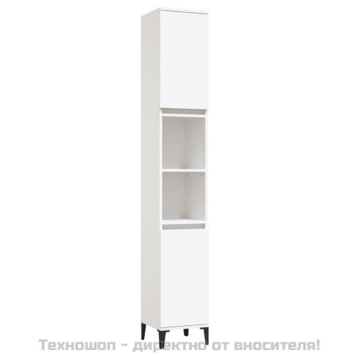 Шкаф за баня, бял, 30x30x190 см, инженерно дърво