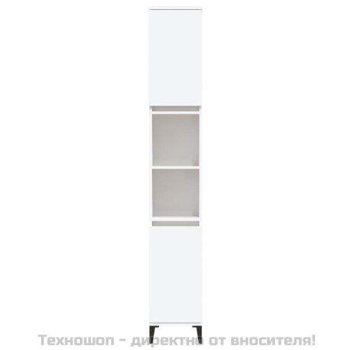 Шкаф за баня, бял, 30x30x190 см, инженерно дърво