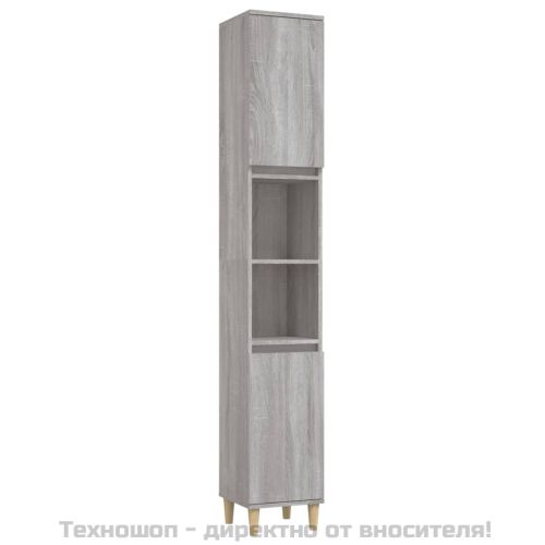 Комплект мебели за баня от 3 части сив сонома инженерно дърво