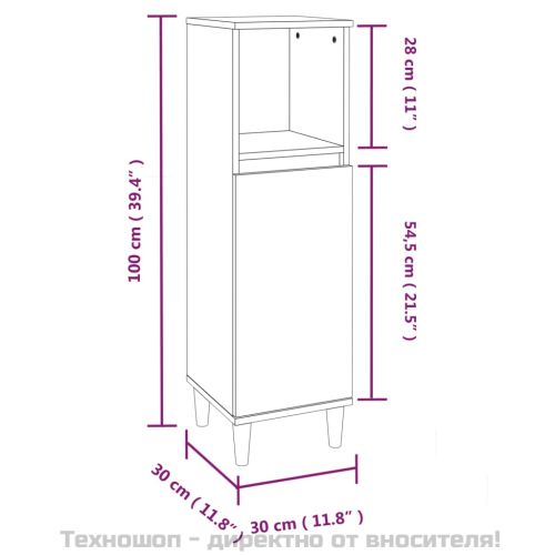 Комплект мебели за баня от 3 части сив сонома инженерно дърво
