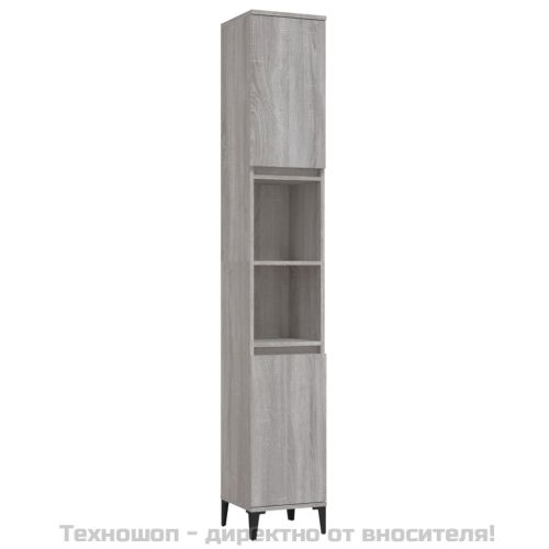 Комплект мебели за баня от 3 части сив сонома инженерно дърво