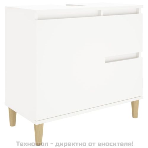 Шкаф за баня, бял, 65x33x60 см, инженерно дърво