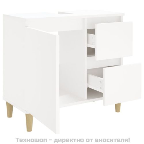 Шкаф за баня, бял, 65x33x60 см, инженерно дърво