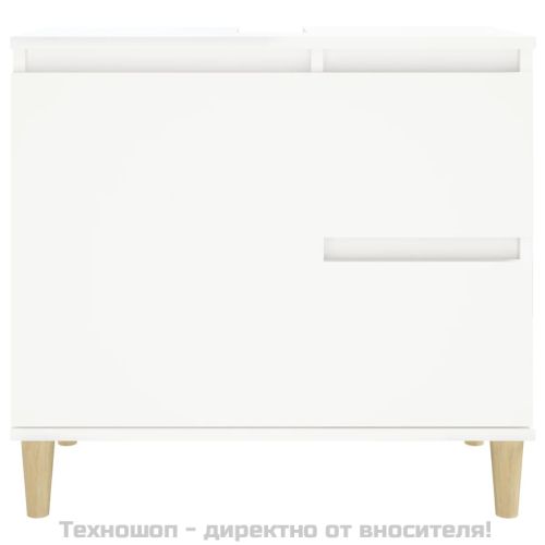 Шкаф за баня, бял, 65x33x60 см, инженерно дърво