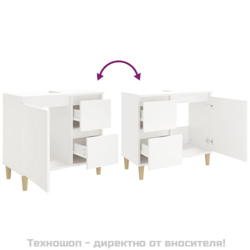 Шкаф за баня, бял, 65x33x60 см, инженерно дърво