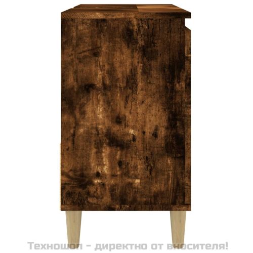 Шкаф за баня, опушен дъб, 65x33x60 см, инженерно дърво