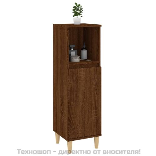 Шкаф за баня, кафяв дъб, 30x30x100 см, инженерно дърво