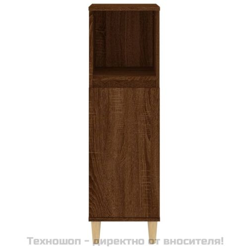 Шкаф за баня, кафяв дъб, 30x30x100 см, инженерно дърво