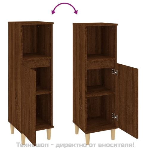 Шкаф за баня, кафяв дъб, 30x30x100 см, инженерно дърво