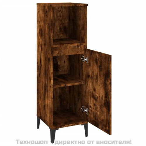 Шкаф за баня, опушен дъб, 30x30x100 см, инженерно дърво