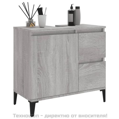 Шкаф за баня, сив сонома, 65x33x60 см, инженерно дърво