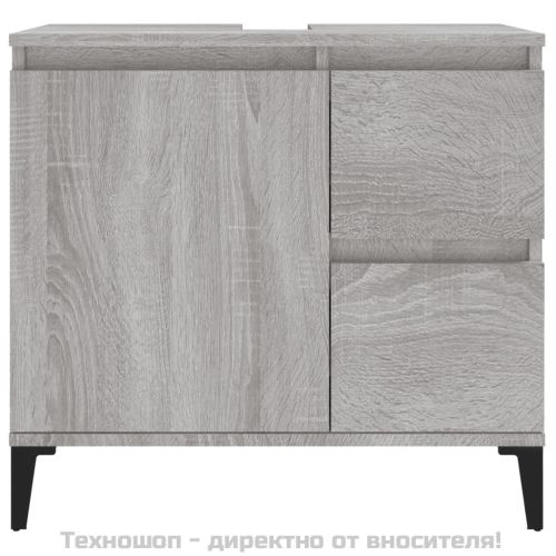 Шкаф за баня, сив сонома, 65x33x60 см, инженерно дърво
