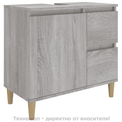 Шкаф за баня, сив сонома, 65x33x60 см, инженерно дърво