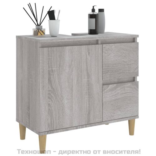 Шкаф за баня, сив сонома, 65x33x60 см, инженерно дърво