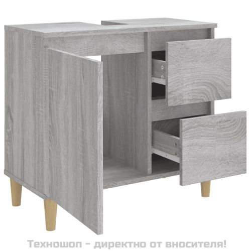 Шкаф за баня, сив сонома, 65x33x60 см, инженерно дърво