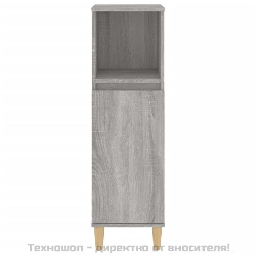 Шкаф за баня, сив сонома, 30x30x100 см, инженерно дърво