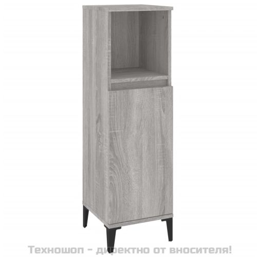 Шкаф за баня, сив сонома, 30x30x100 см, инженерно дърво